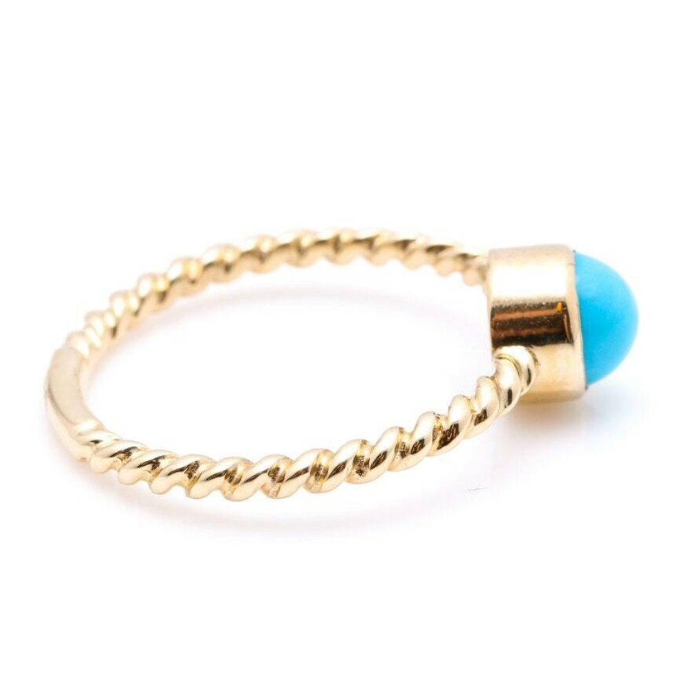 Splendid Natural Turquoise 14ky Solid Gold Ring - image 3
